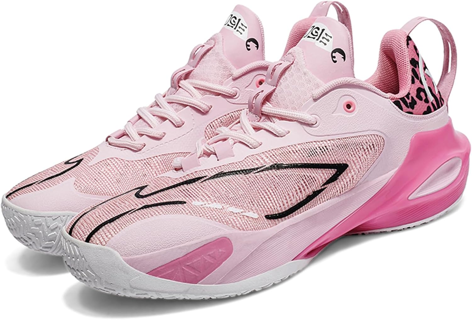 

Мужские баскетбольные кроссовки средней высоты с дышащей сеткой, противоскользящей толстой подошвой, амортизацией, удобной шнуровкой, модные спортивные кроссовки, подходящие для бега и уличной баскетбольной тренировки Qaoterod, розовый