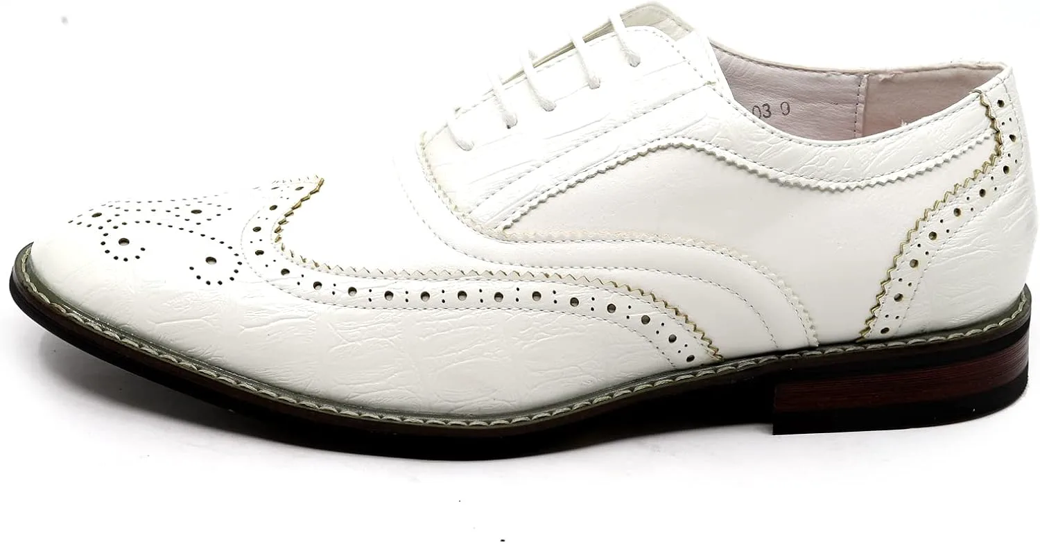 

Мужские оксфорды Metrocharm Frank-03 с двумя оттенками и перфорированным узором 'крыло чайки', шнуровка, белый