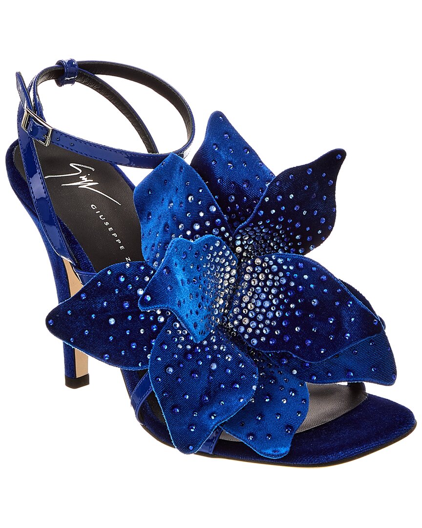 Giuseppe Zanotti Curvy 105 Velvet Sandal, синий