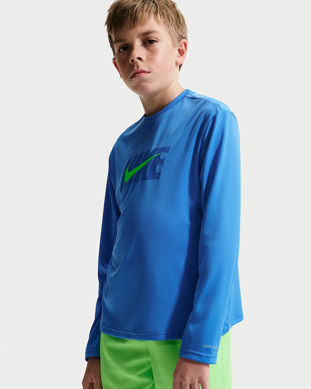 Детская (мальчиковая) длинная футболка Nike Swim Hydroguard Dri-FIT UV, Blue Crystal — фото 2