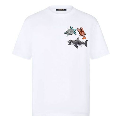 

Футболка men's animal pattern printing short sleeve white Louis Vuitton, белый