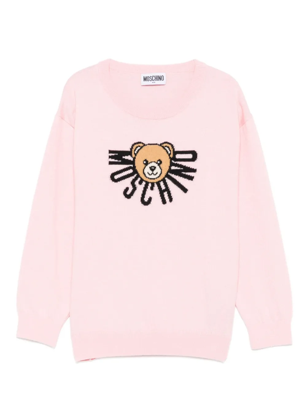 

Свитер из смесовой шерсти с логотипом Moschino Kids, розовый