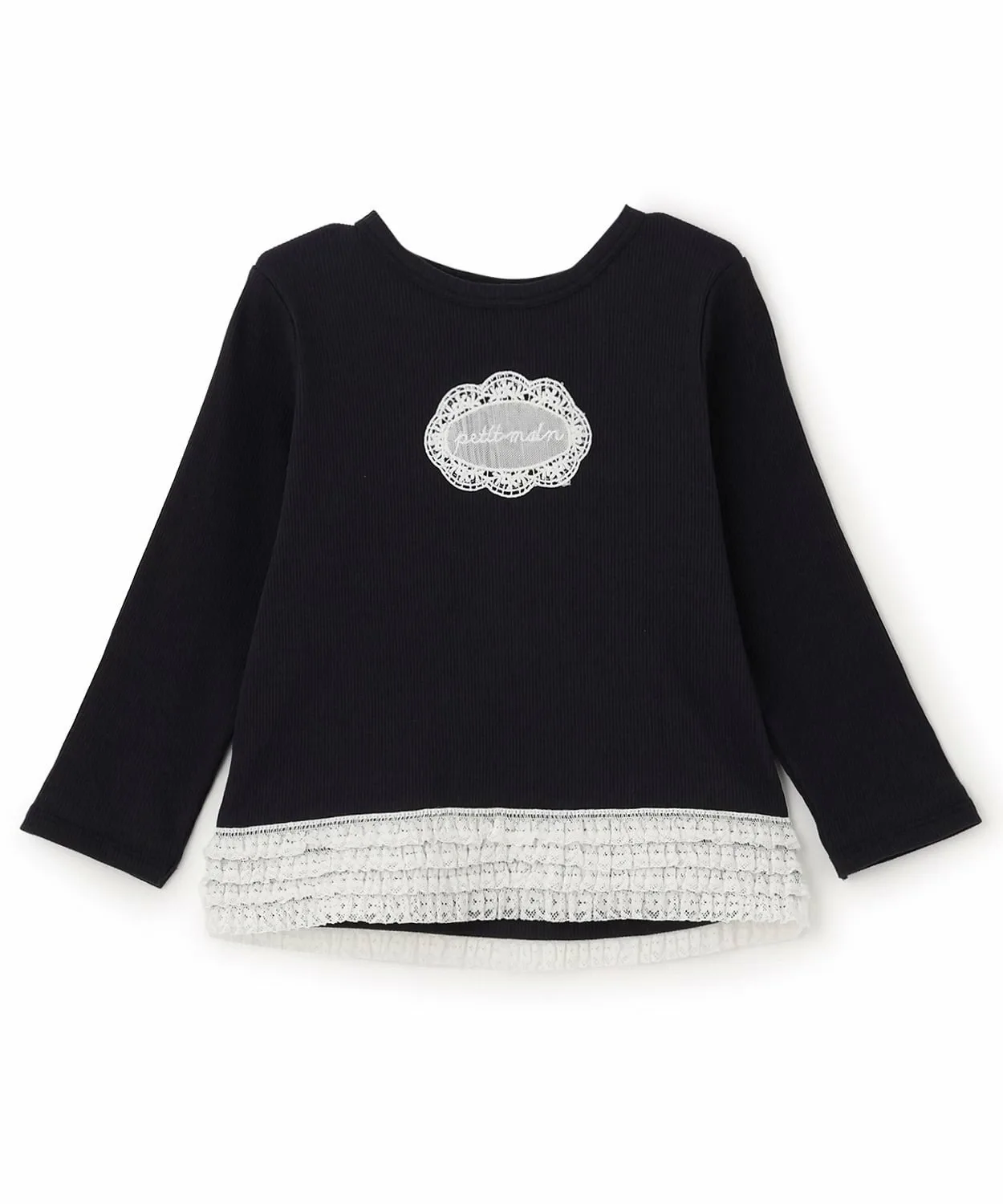 Футболка с длинными рукавами и кружевной оборкой Petit main, Navy blue