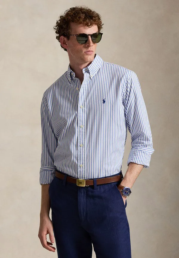Рубашка из полосатого поплина, сшитая на заказ. Polo Ralph Lauren, White/Blue