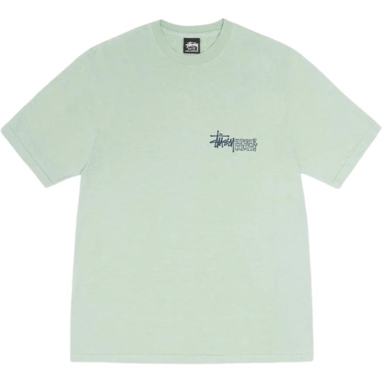 Футболка Stussy с пигментной окраской высшего качества, зеленая — фото 3