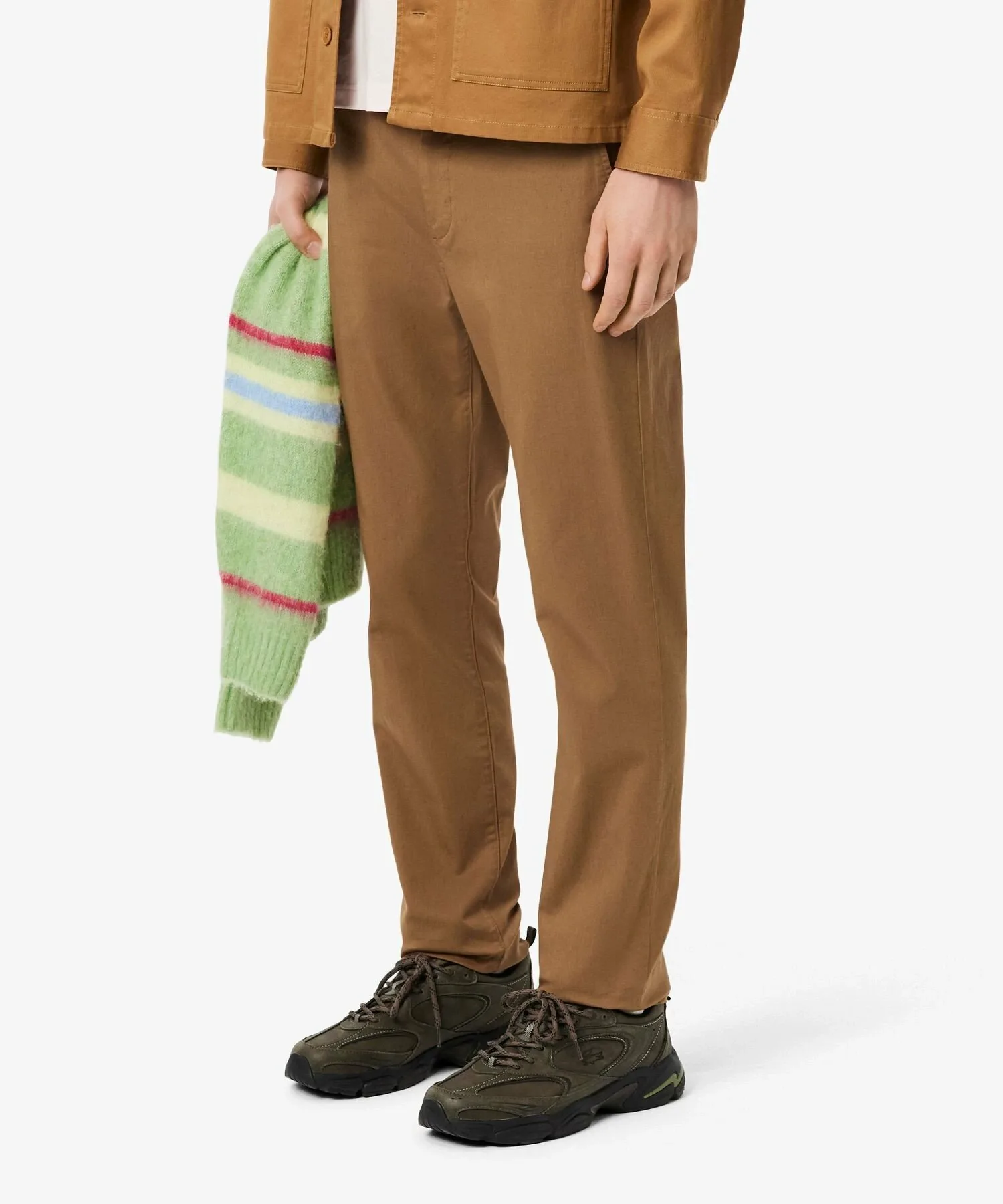 Узкие прямые эластичные брюки-чиносы LACOSTE, Camel