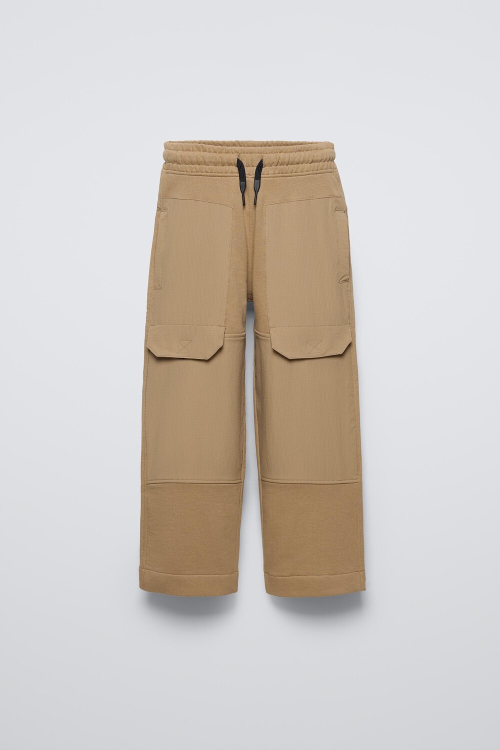 

Контрастные нейлоновые брюки ZARA, цвет mid-camel