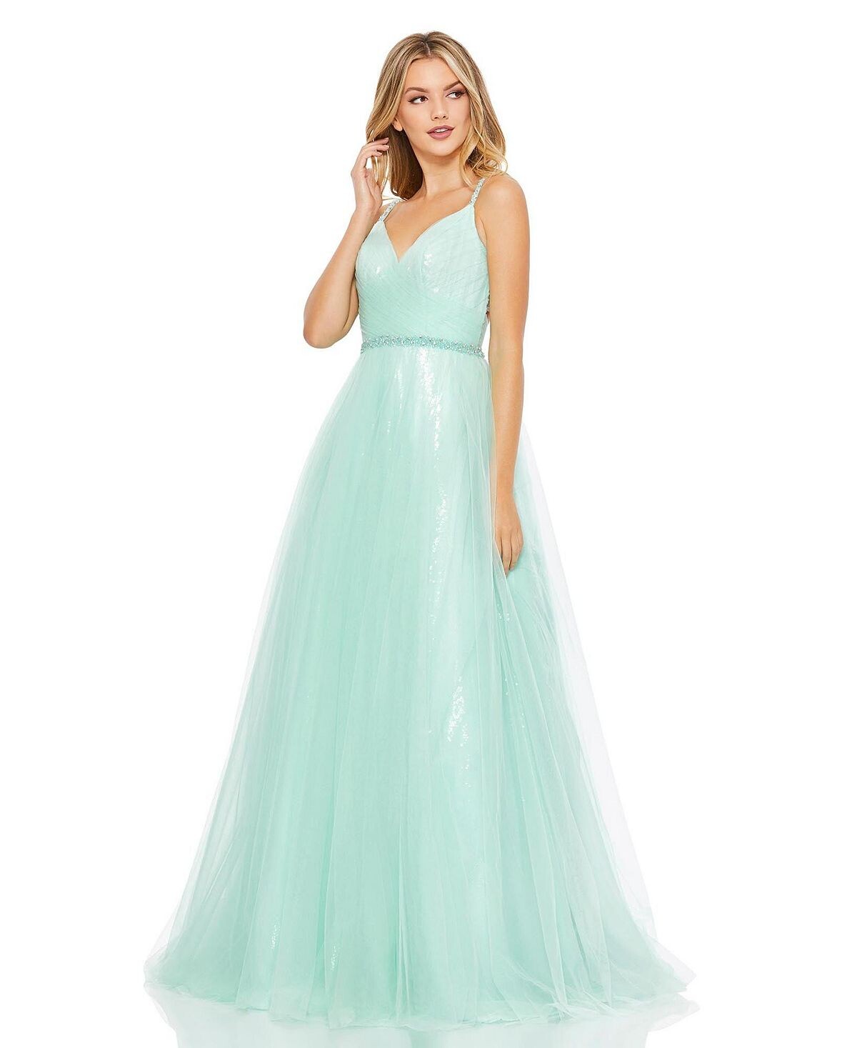 

Женское бальное платье с V-образным вырезом и сетчатой ​​спинкой MAC DUGGAL