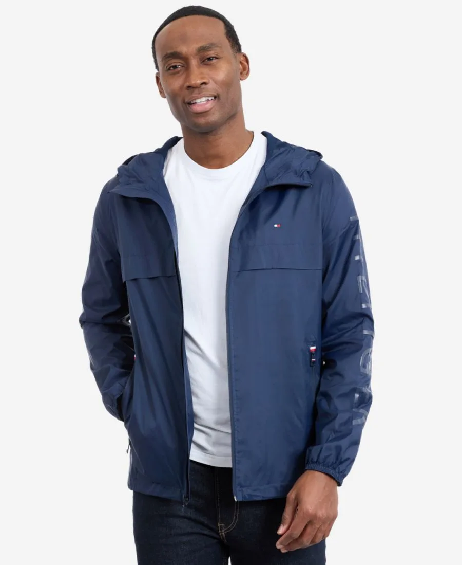 Мужская ветровка с капюшоном Tommy Hilfiger, темно-синий