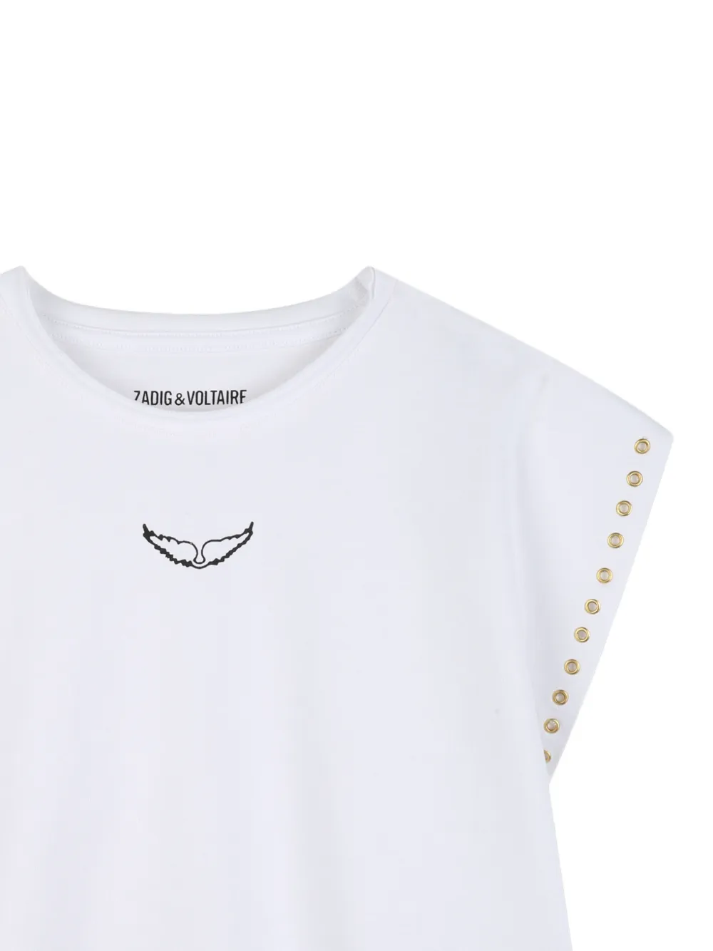 Футболка с графичным принтом и заклепками Zadig & Voltaire Kids, белый — фото 3