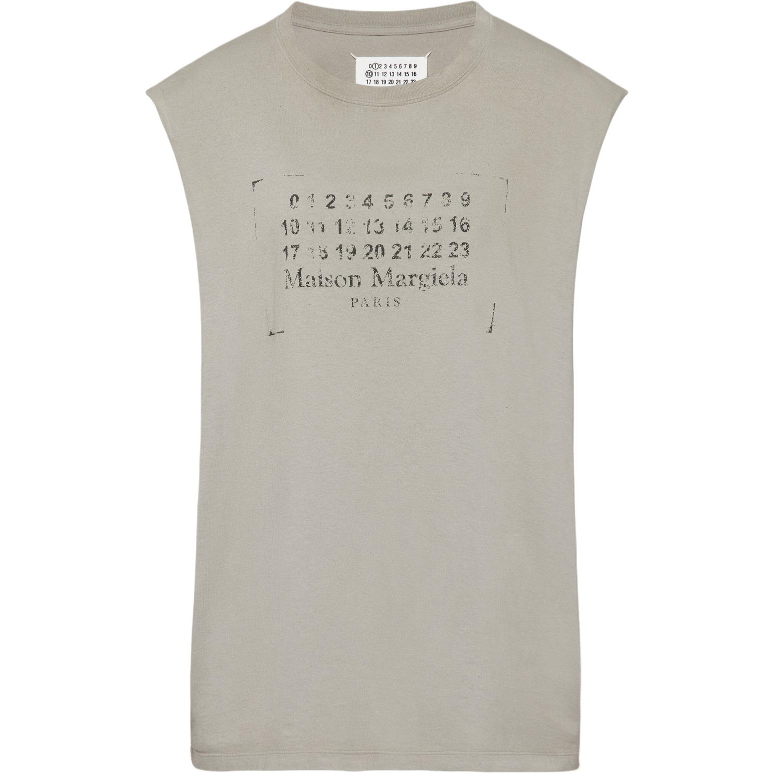 

Топ без рукавов с принтом логотипа Maison Margiela, светло-серый