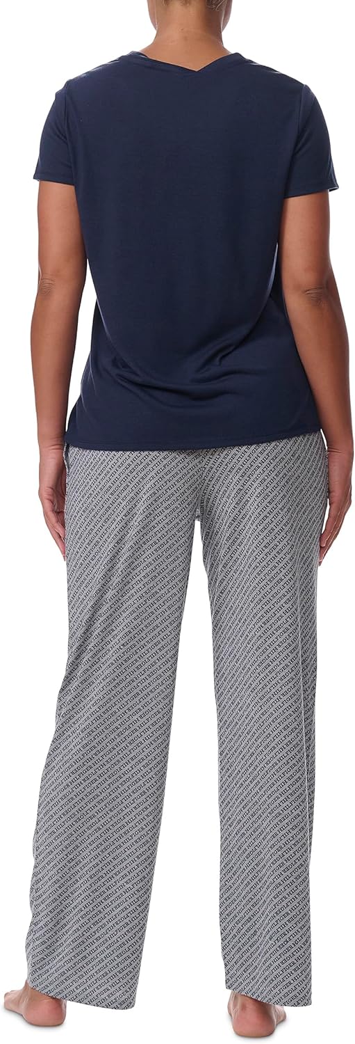Женская пижама Tommy Hilfiger из футболки и брюк с открытыми штанинами, Diagonal Tommy Hilfiger Stripe — фото 4