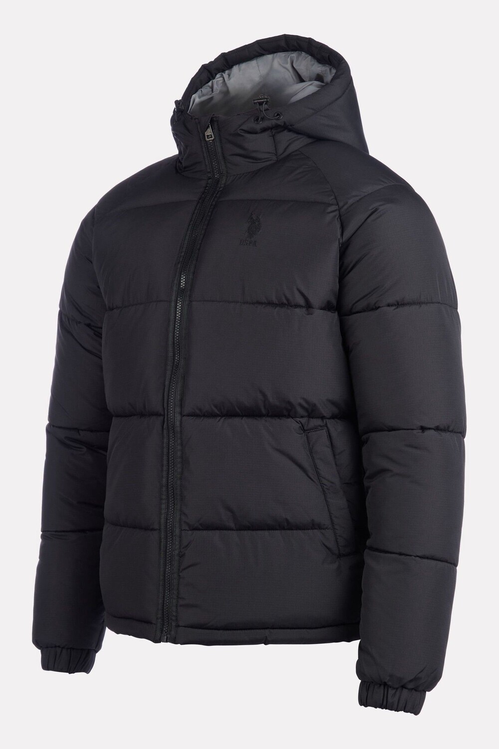 Мужская куртка пуховик из рипстопа с капюшоном U.S. Polo Assn, черный — фото 2