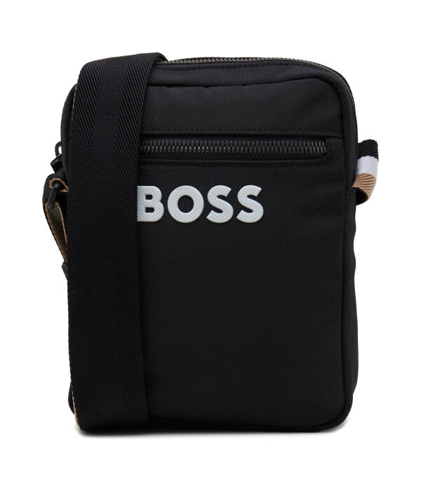 

Сумка мужская Boss Catch_3.0 через плечо текстильная с логотипом бренда, черный