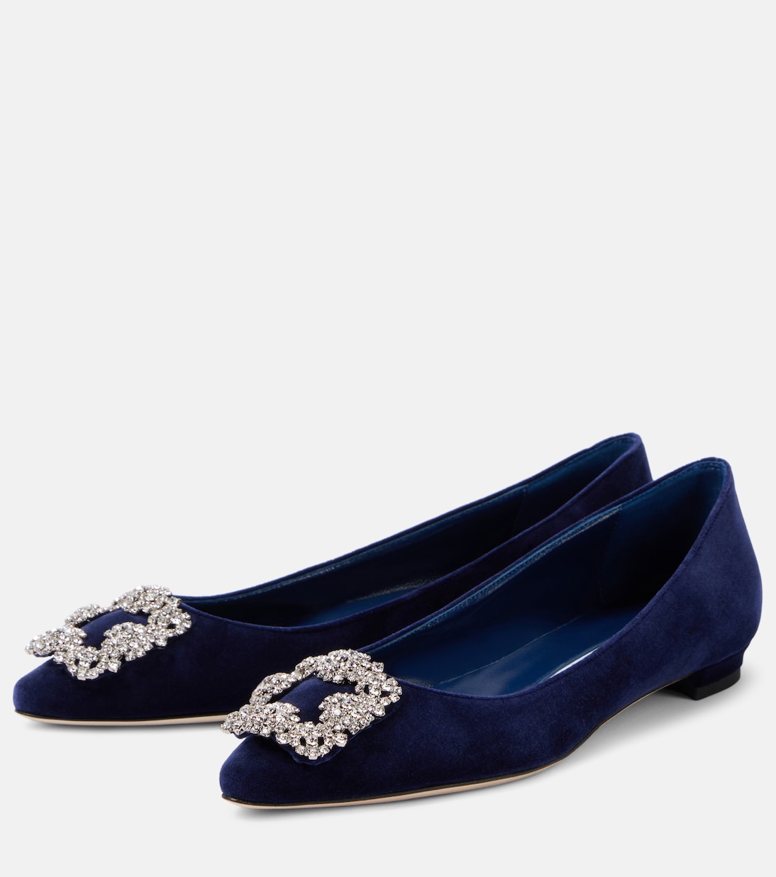 Какие украшенные бархатные балетки Manolo Blahnik, 4117 Navy — фото 4