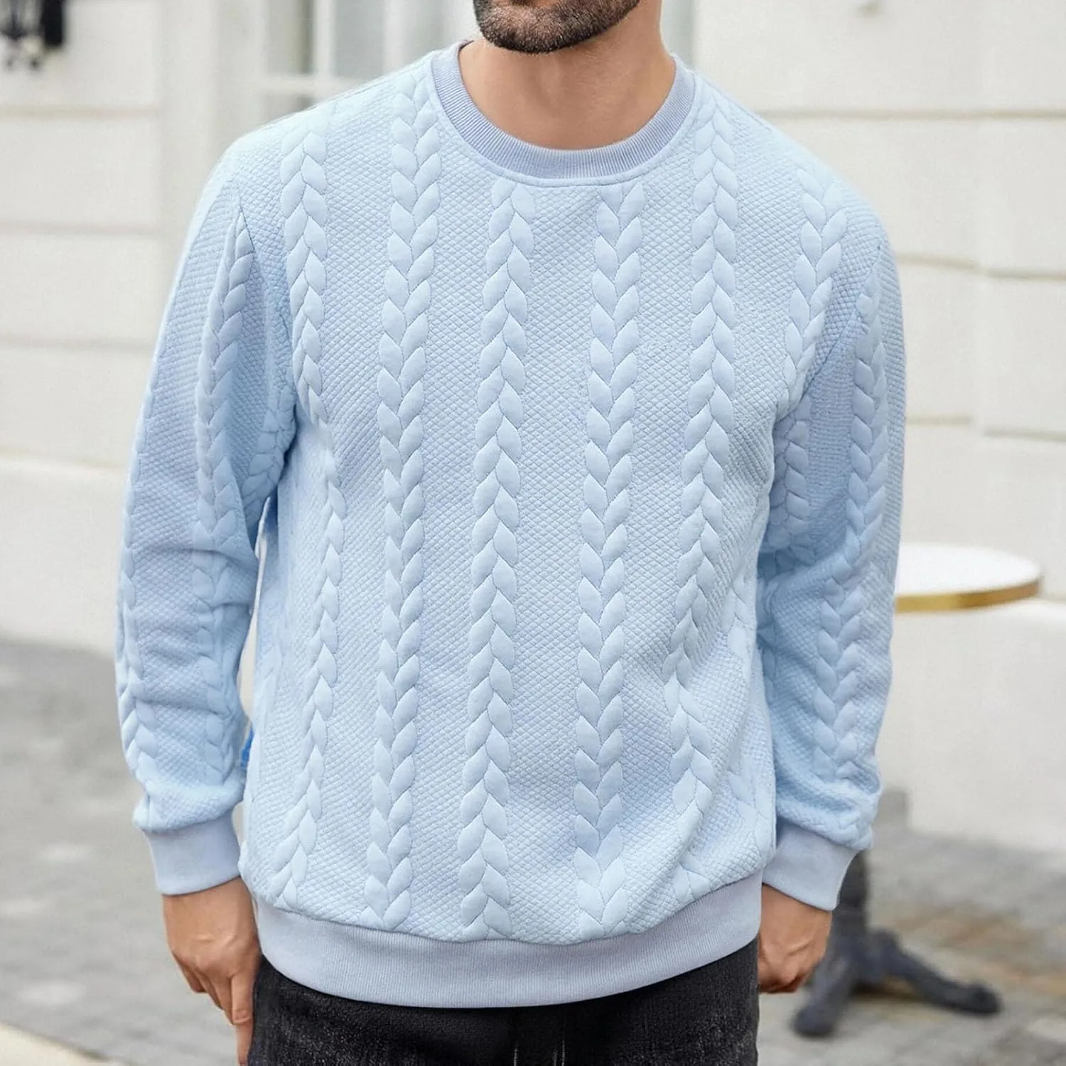 Свитер мужской Slim Fit с длинным рукавом, вязаный, легкий — фото 2