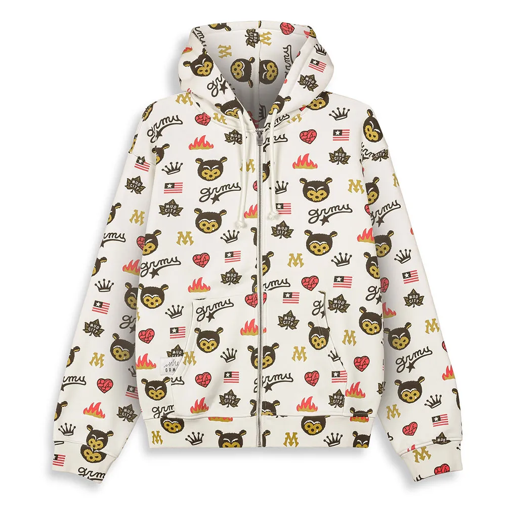 

Толстовка Grimey MudВґS The Residence Bear Regular Zipper full zip, белый