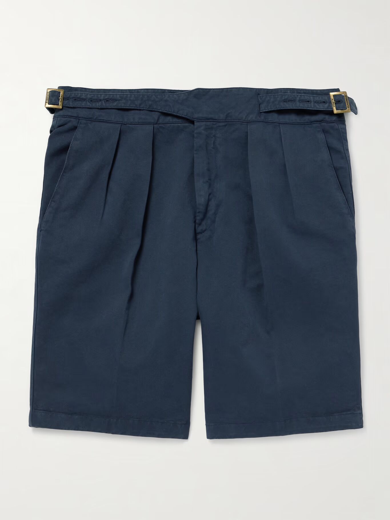 

Прямые плиссированные хлопковые шорты Manny RUBINACCI, темно-синий