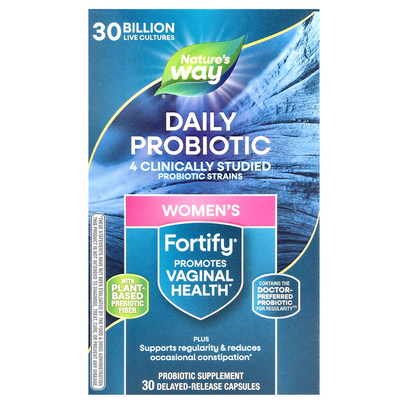 

Nature's Way, Fortify, пробиотик с пребиотиками для женщин, ежедневная забота, 30 млрд, 30 капсул с отсроченным высвобождением