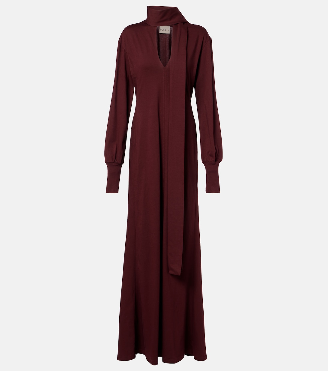 

Длинное платье из хлопка с шарфом Plan C, Dark Burgundy