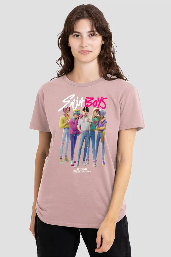 

Футболка с принтом k-pop demon hunters saja boys boy band Netflix, Mottled Pink, Розовый, Футболка с принтом k-pop demon hunters saja boys boy band Netflix, Mottled Pink