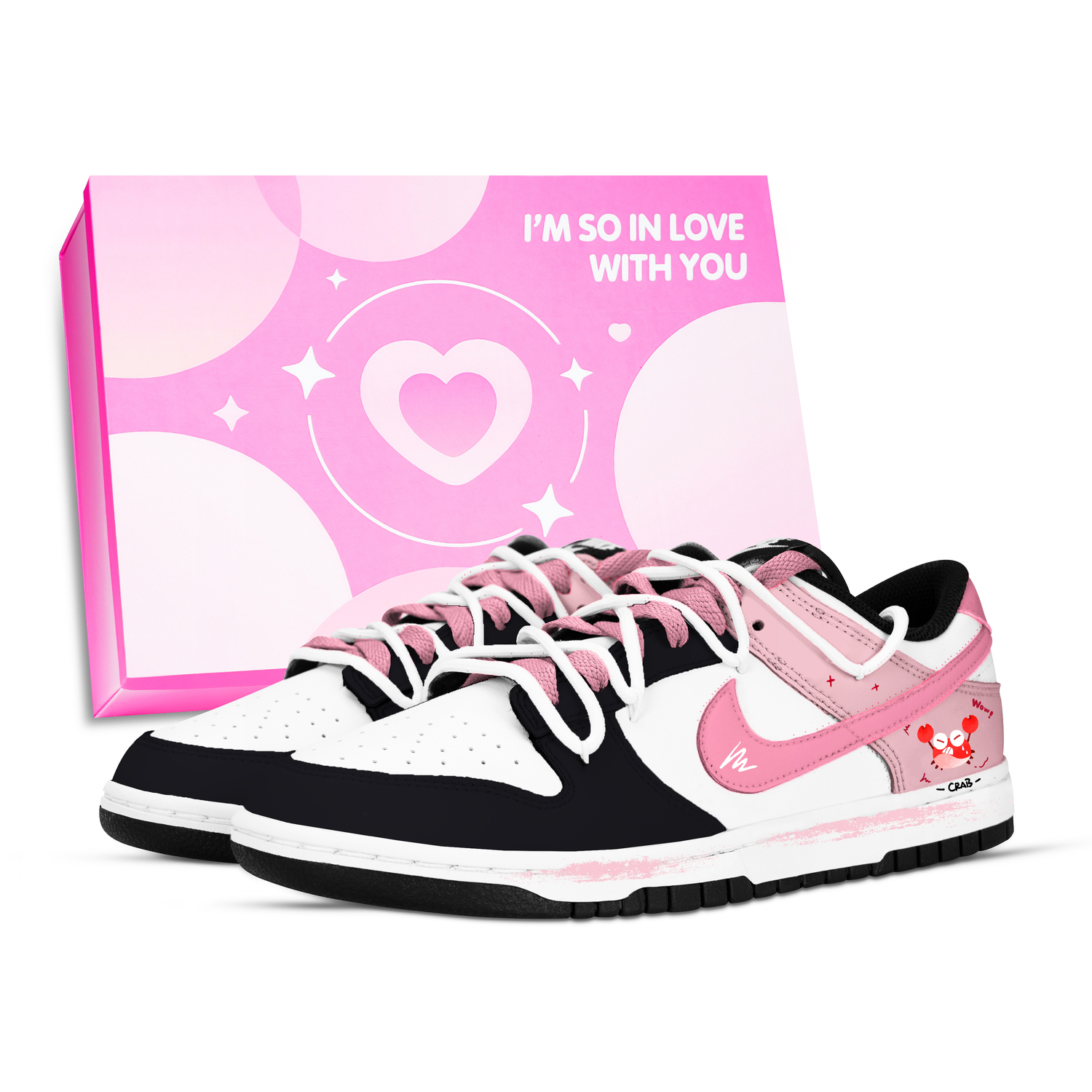 

Dunk Crab Claw Graffiti, устойчивые к истиранию низкие кроссовки для скейтбординга Unisex черный белый розовый Nike, розовый