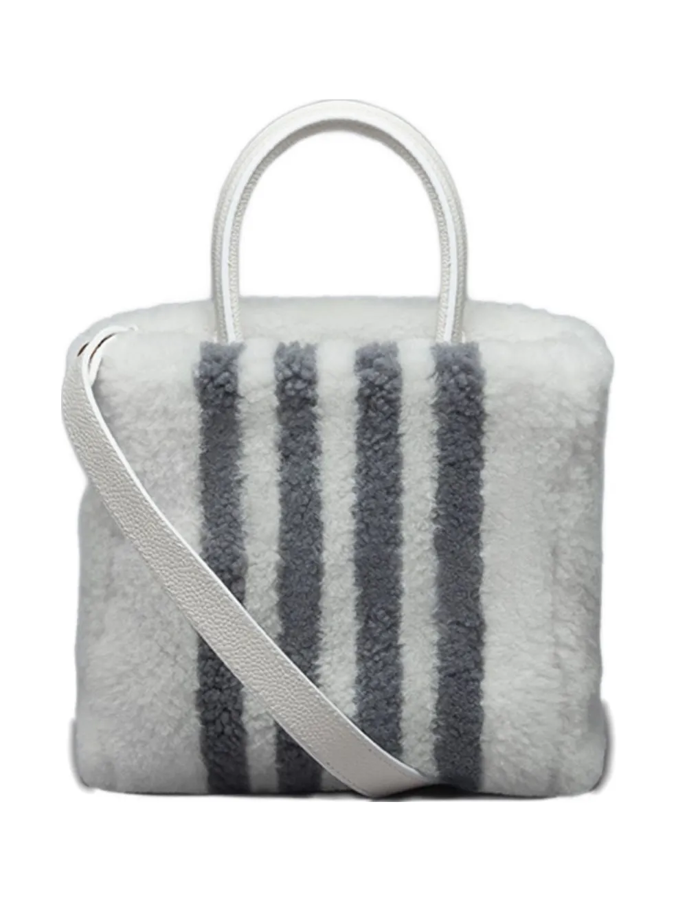 

Сумка-тоут из овчины в полоску THOM BROWNE, белый