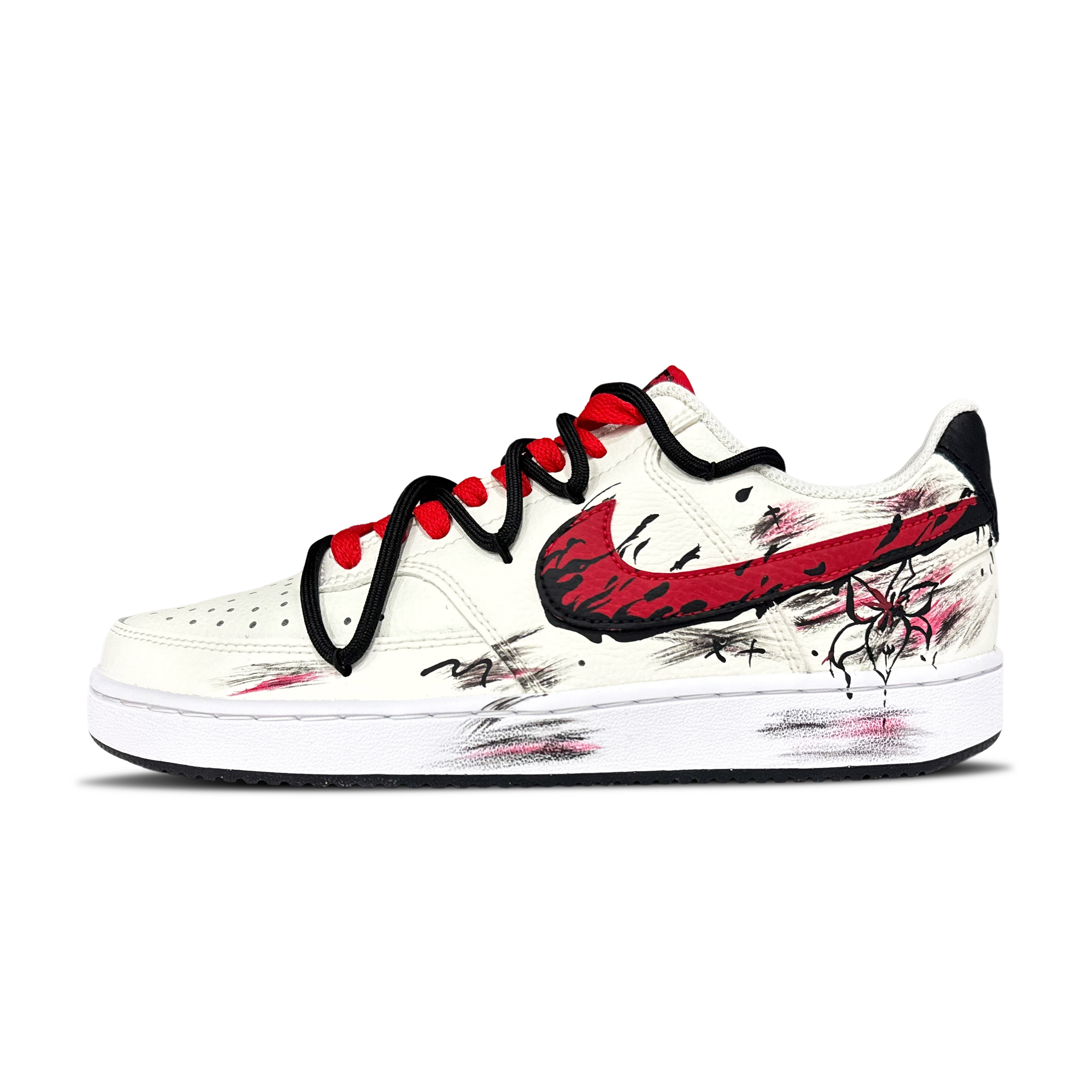 

Nike Кроссовки Court Vision 1 Flame Flower, износостойкие, низкие, для скейтбординга, мужские, белые, красные