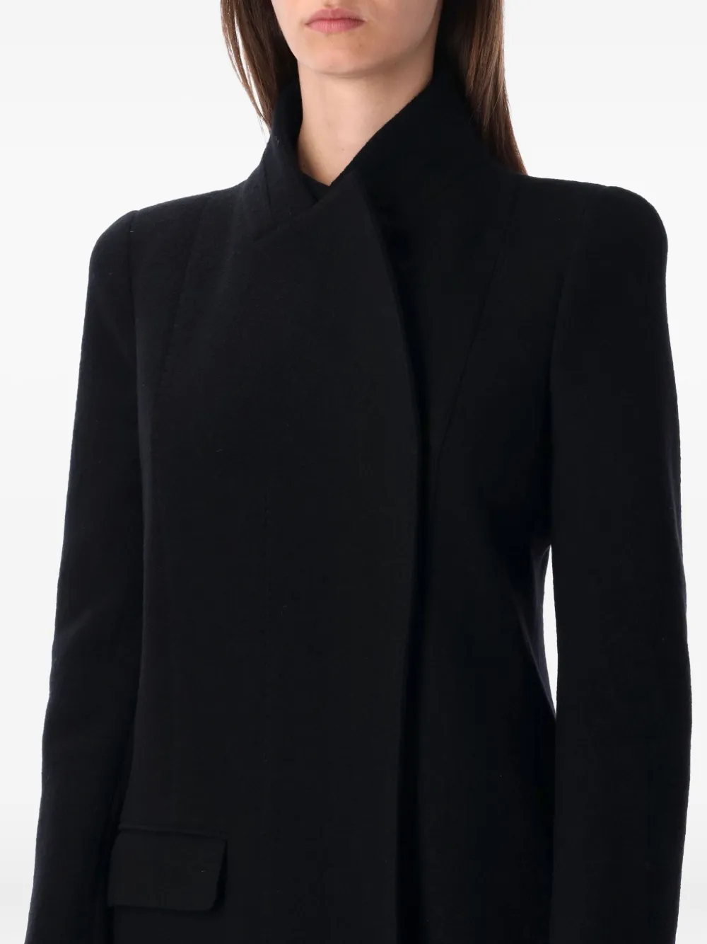 Пальто из чистой шерсти с потайной застежкой TOM FORD, черный — фото 3