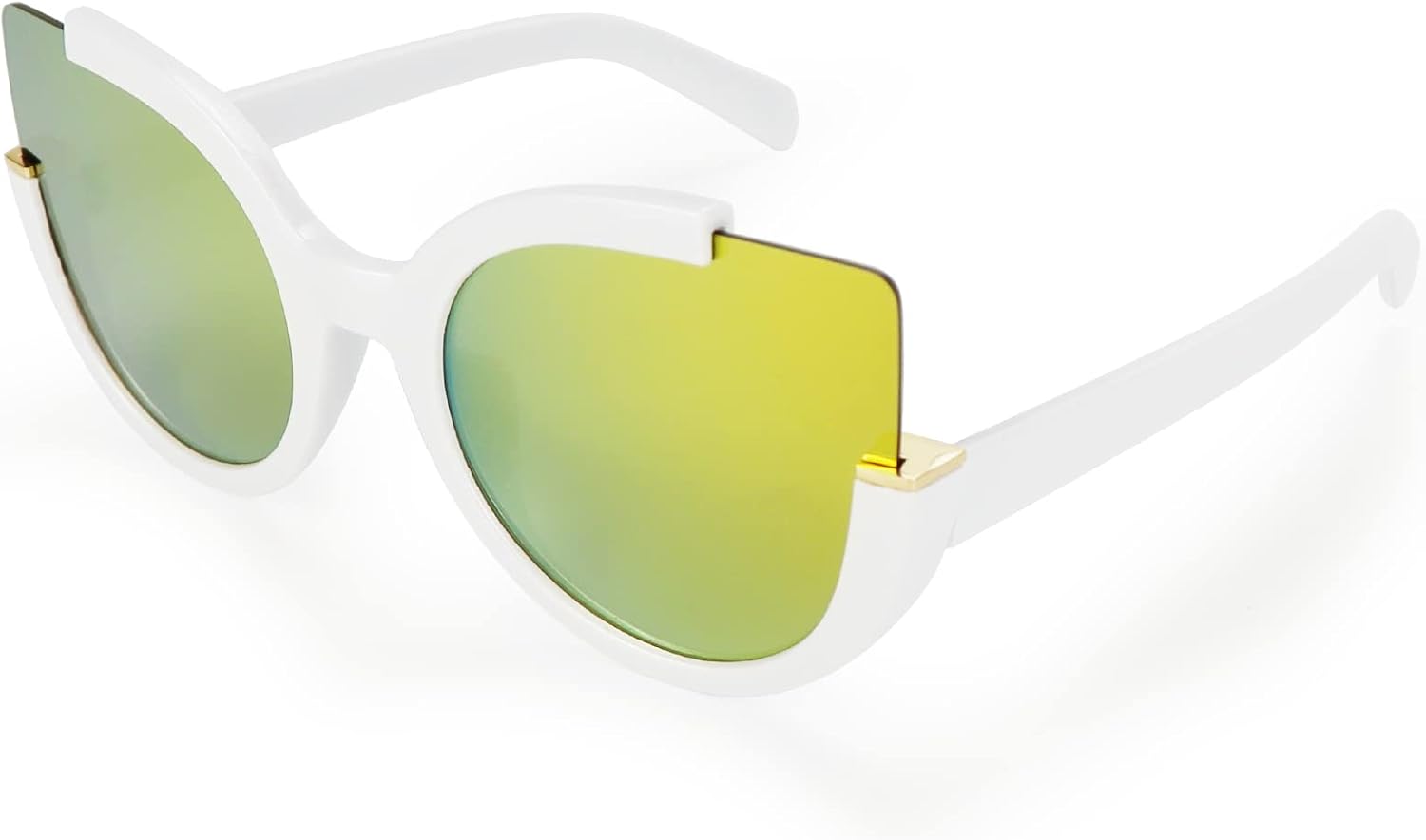 

Женские модные солнцезащитные очки Supertrip большого размера, круглые, квадратные, пластиковые, винтажные, с вырезанными зеркальными линзами, в форме «кошачьего глаза», White-gold