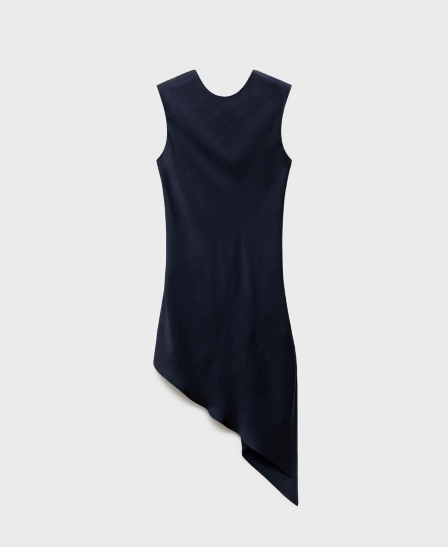 

Асимметричный атласный топ для женщин MANGO, Navy