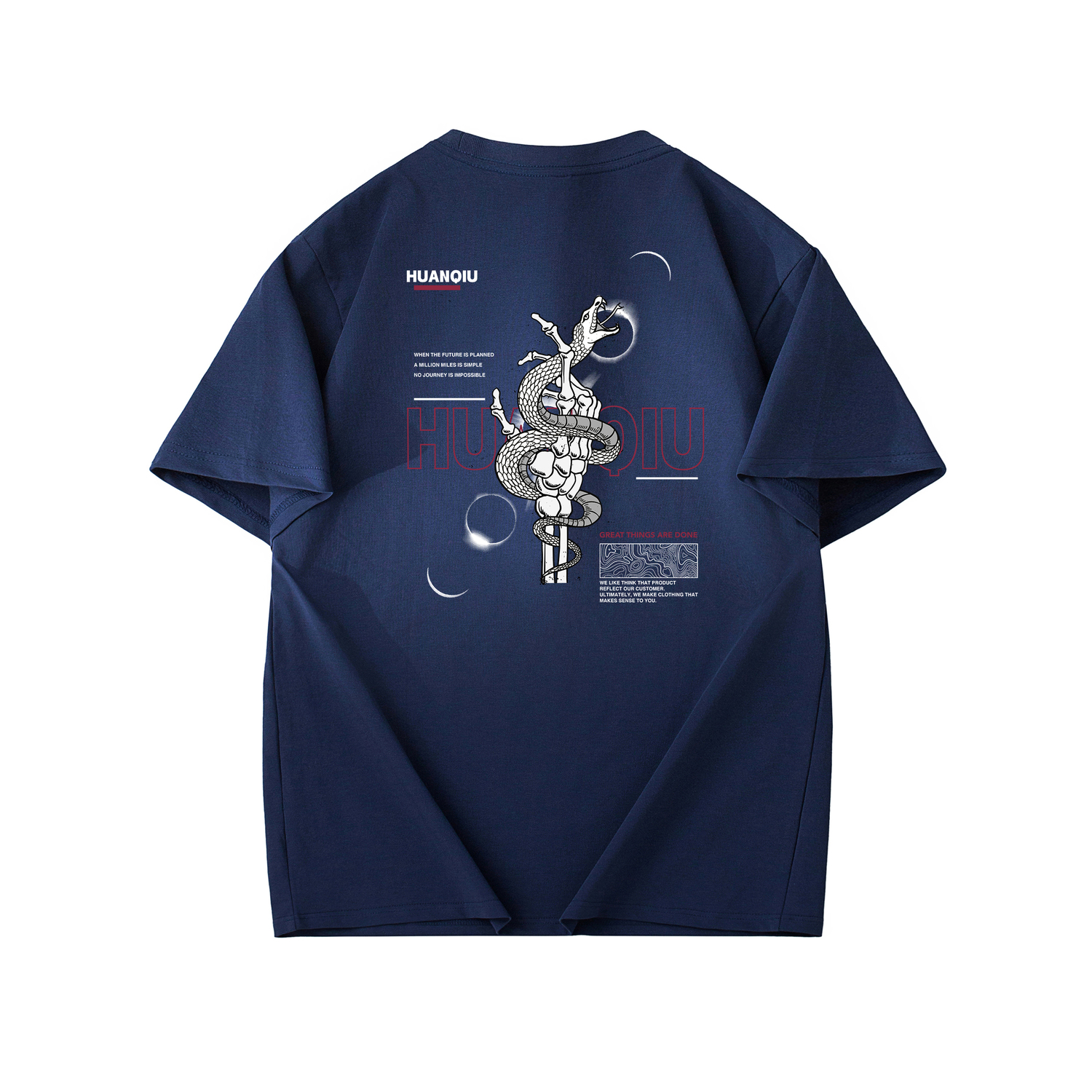 

Футболка Unisex Crew Neck тонкая прямая посадка HUANQIU, темно-синий