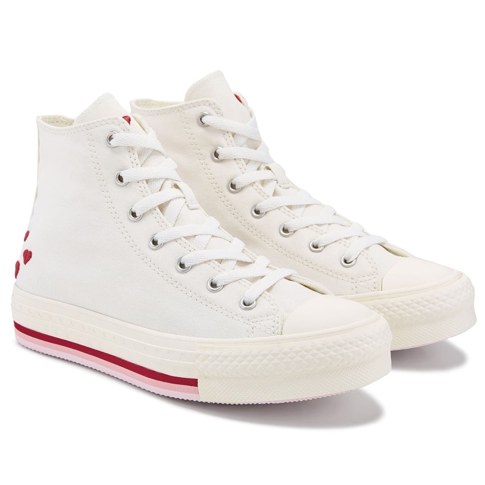 

Детские кеды на платформе chuck taylor all star lift высокие Converse, white/red/valentine