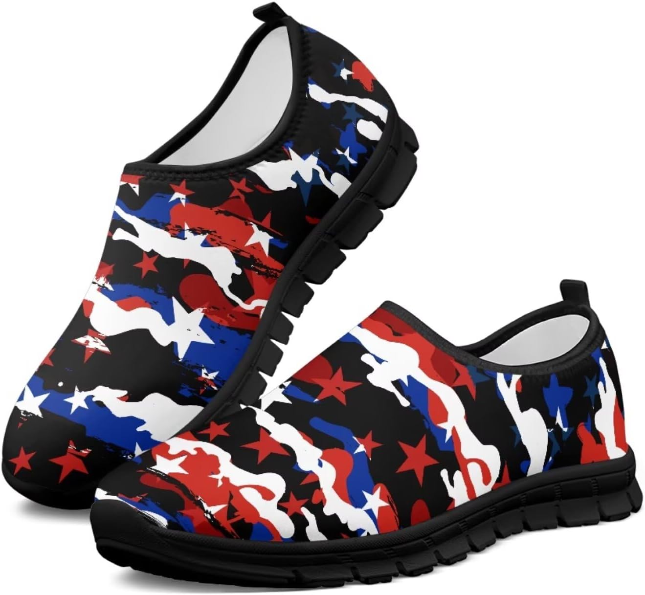 

Мужские слипоны Howilath с принтом флага, повседневные кроссовки для прогулок, обувь без шнурков с подошвой из ЭВА, Camo American Flag