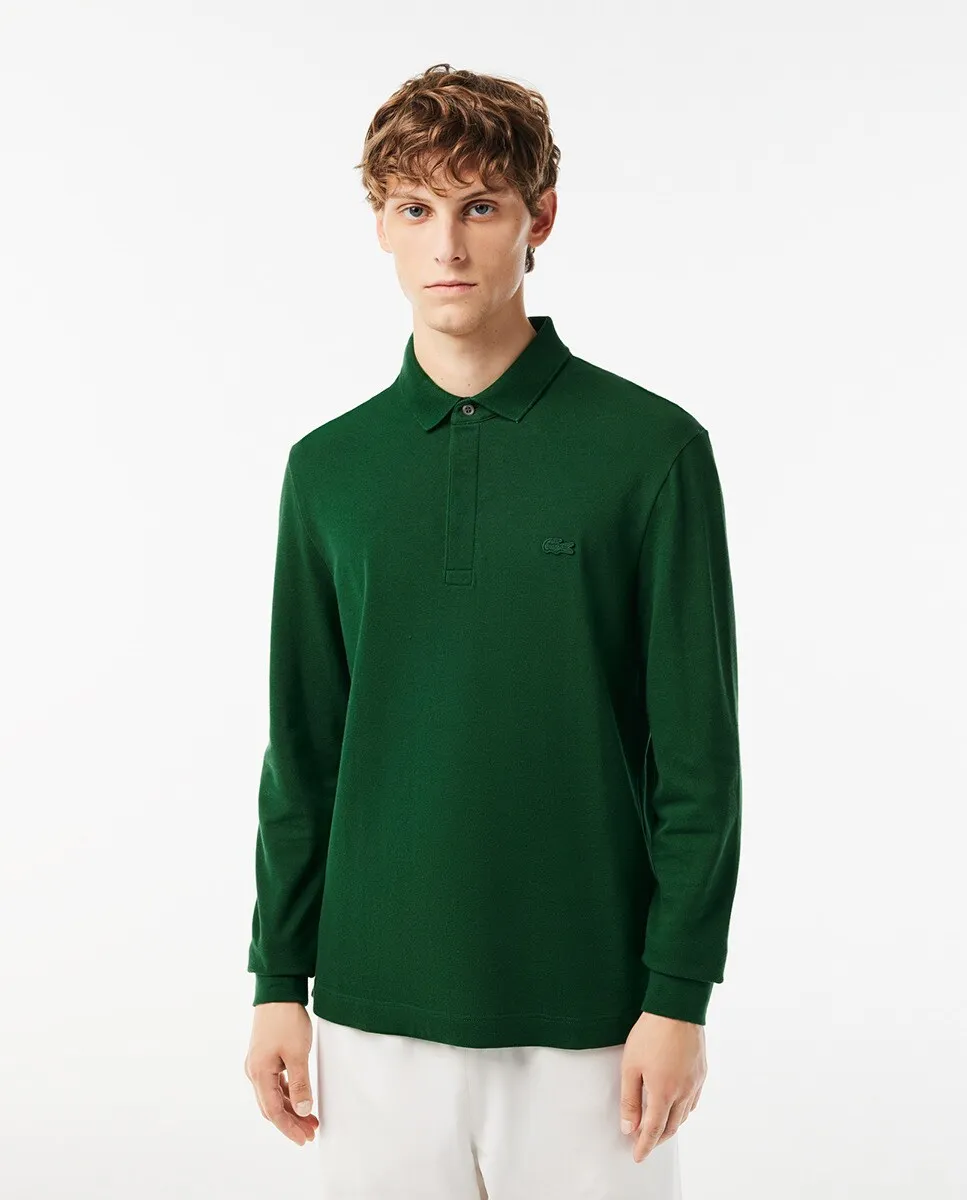 

Обычная мужская рубашка-поло черного цвета с длинными рукавами Lacoste, темно-зеленый
