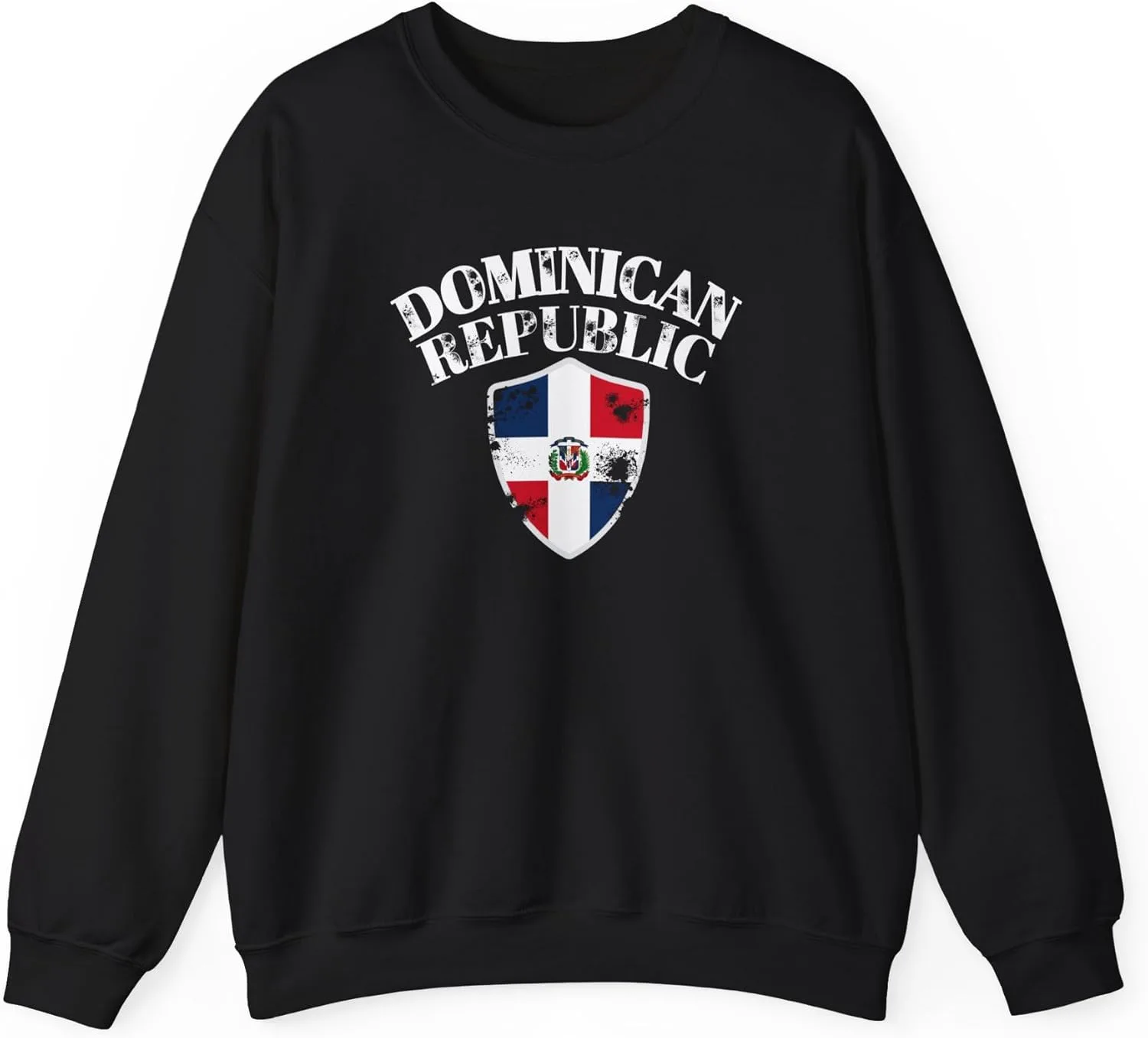 Толстовка Unisex Heavy Blend с флагом Доминиканской Республики, гербом и надписью Dominicano, Platano Power GENERIC, черный