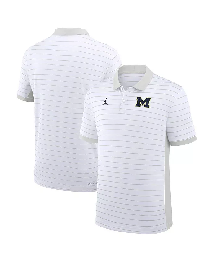 

Мужская белая футболка-поло Michigan Wolverines 2025 Early Season Coaches Sideline Victory Stripe Performance Jordan