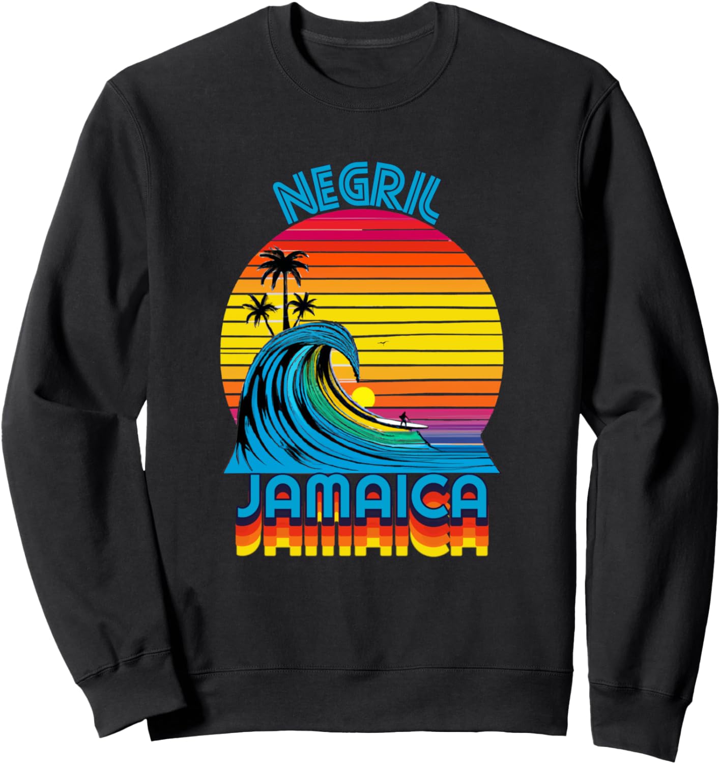 

Ретро-толстовка с символикой серфинга и пляжа, Негрил, Ямайка Negril Retro Beach Accessories, черный