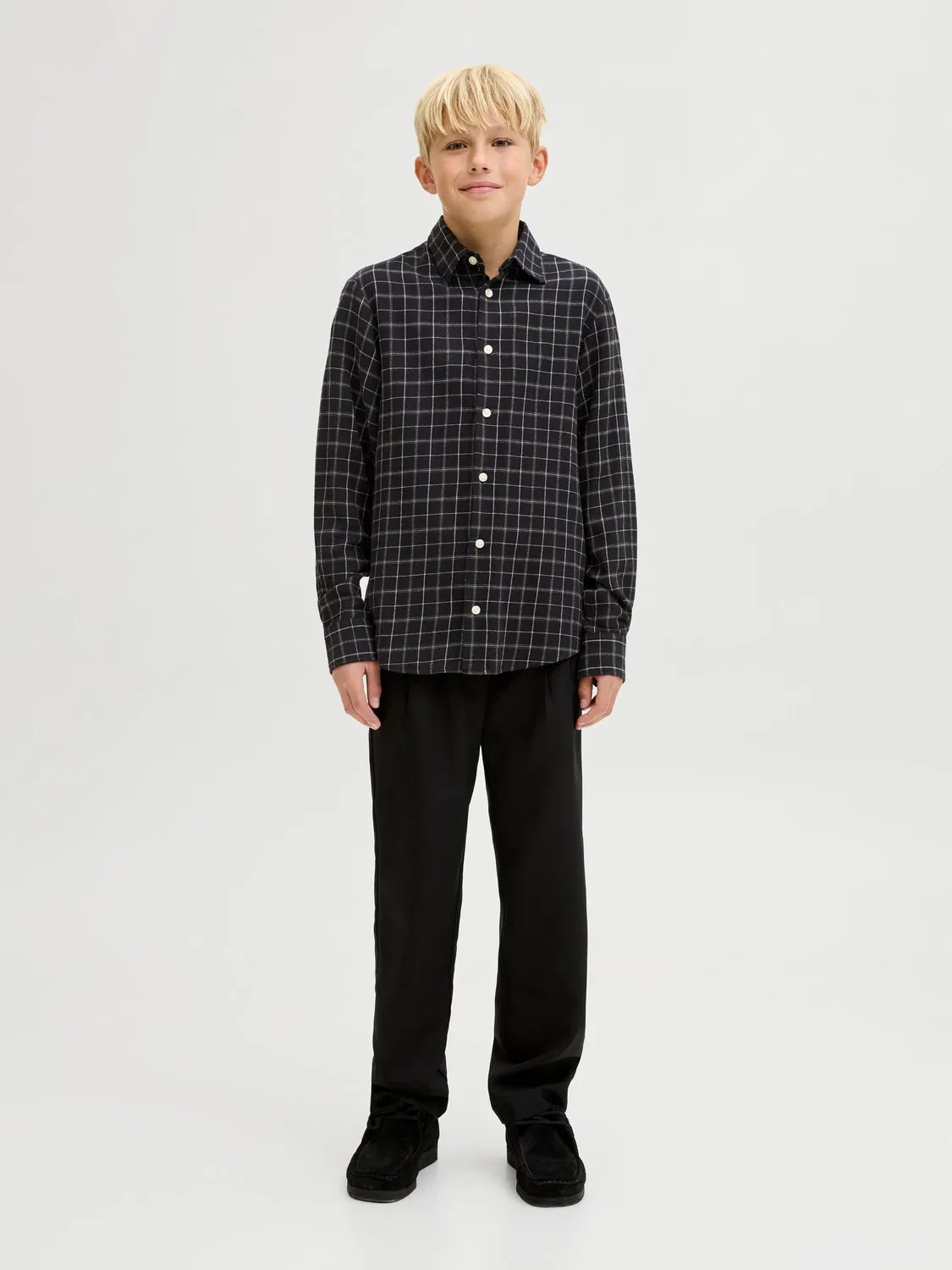 Рубашка в клетку JACK & JONES Junior, черный — фото 4