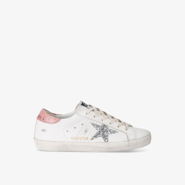 

Женские кожаные низкие кроссовки superstar 11115 с вышитыми звездами Golden Goose, розовый