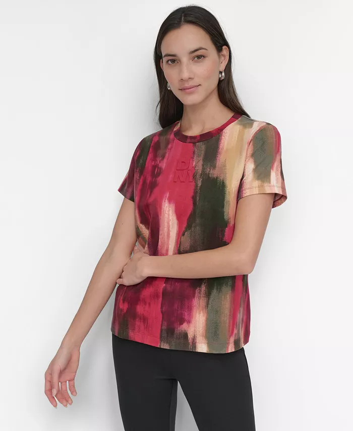 

Женская футболка с абстрактным принтом DKNY, красный