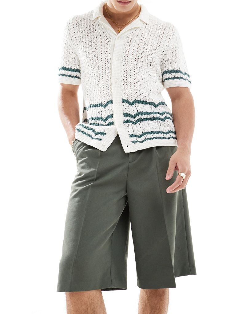 

Зеленые элегантные широкие шорты ASOS DESIGN