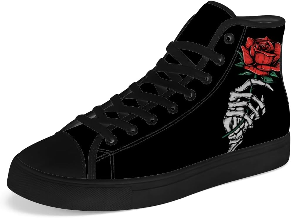 

Мужские и женские высокие кеды с черепом на шнуровке, готические высокие кеды, повседневная обувь Chebing, черный