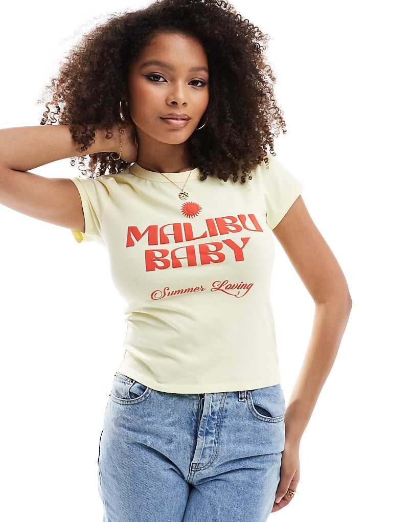 

Укороченная желтая футболка ASOS DESIGN Malibu