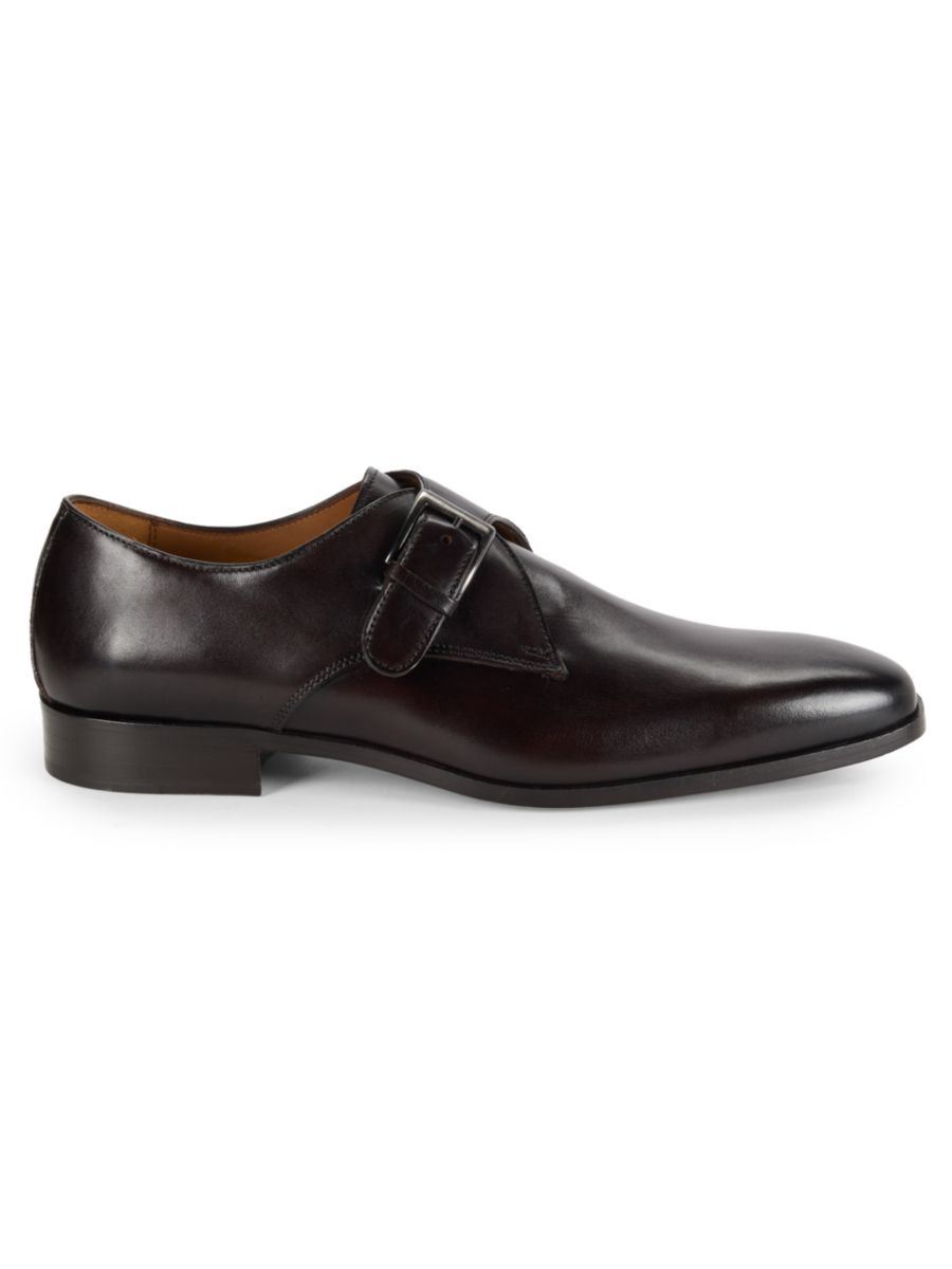 

Кожаные туфли-монки с одним ремешком Saks Fifth Avenue Made in Italy, цвет Dark Brown