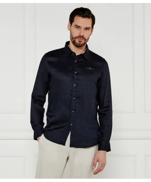 

Льняная рубашка Regular fit Aeronautica Militare, синий