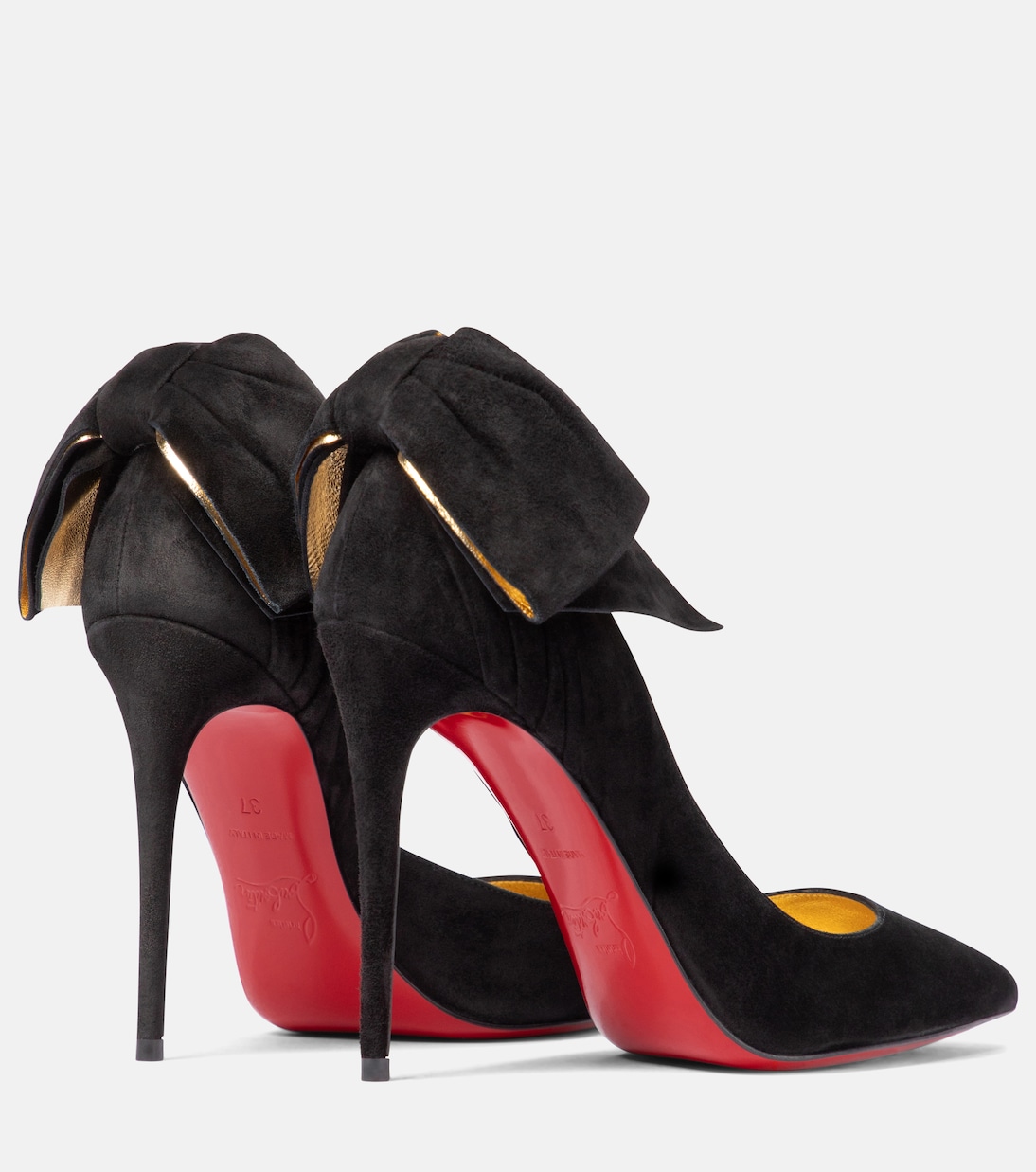 Rabakate 100 замшевые лодочки Christian Louboutin, Black/Gold/Lingold — фото 3