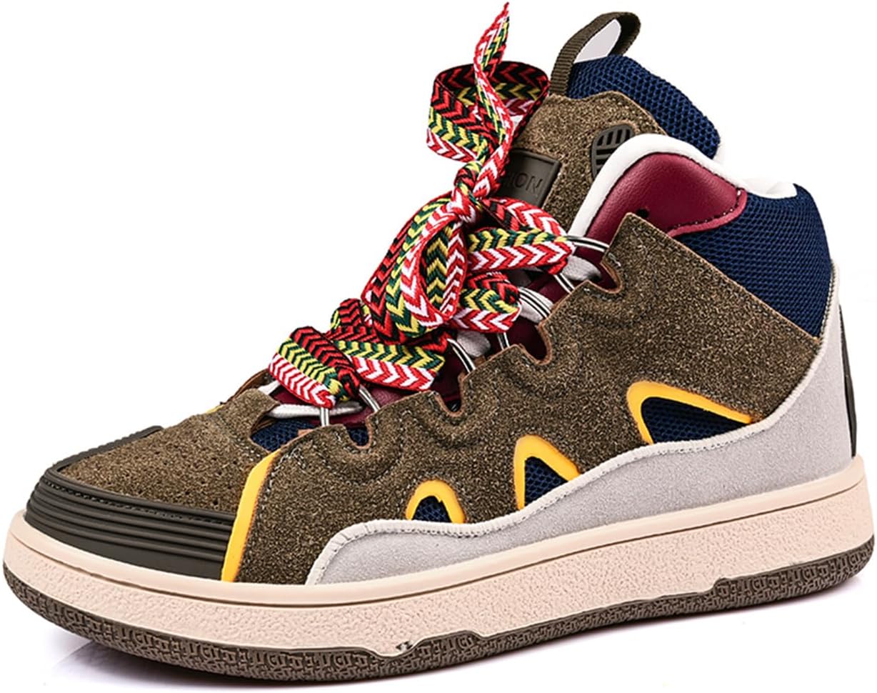 

Мужские высокие кроссовки с дышащей тканью, модные, с амортизирующей подошвой для уличного стиля и повседневного спорта Zhoupulp, зеленый