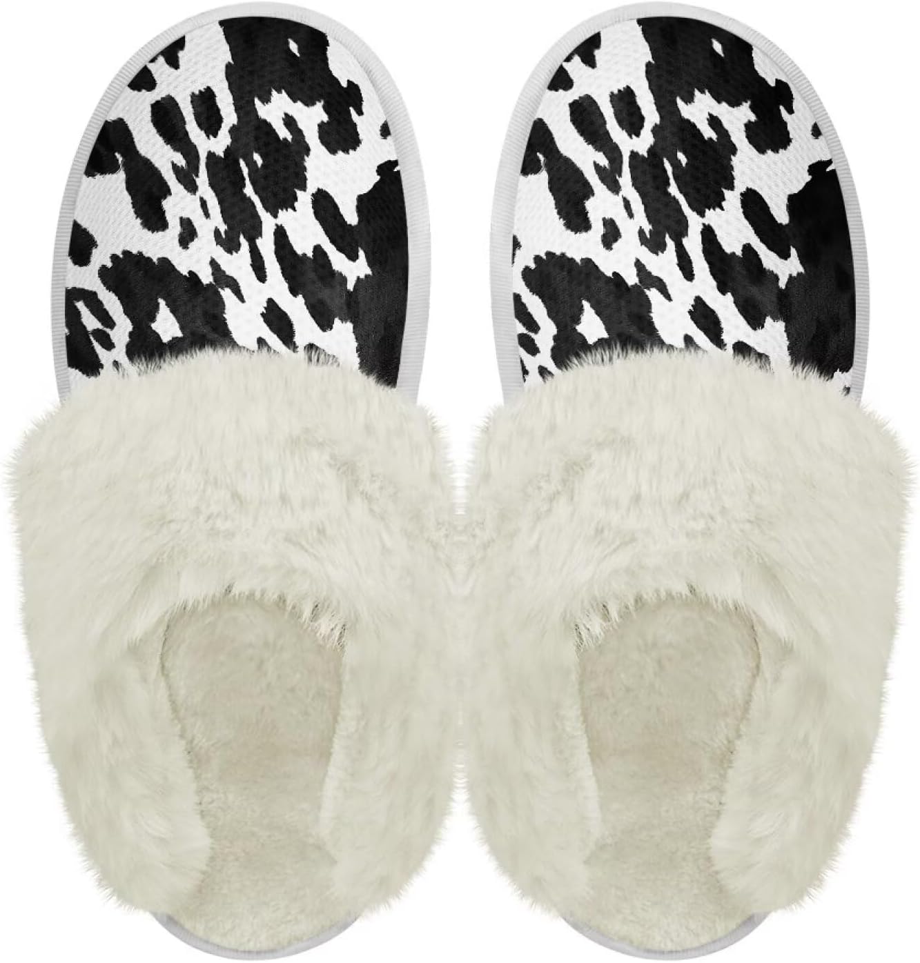 

Хлопковые тапочки с пушистыми краями, домашние тапочки для дома и улицы, хлопковые тапочки унисекс Pjheqoxe, Cow Spot