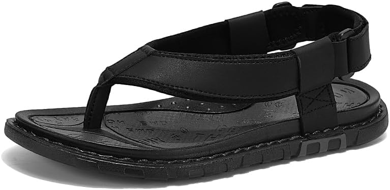 

Мужские сандалии пляжные шлепанцы комфортные повседневные вьетнамки для ходьбы водные спортивные кожаные спортивные тапочки Luodenglang, черный
